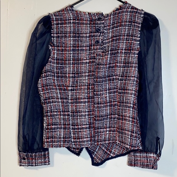Zara Bloggers favorite organza and tweed top XS - Picture 7 of 13